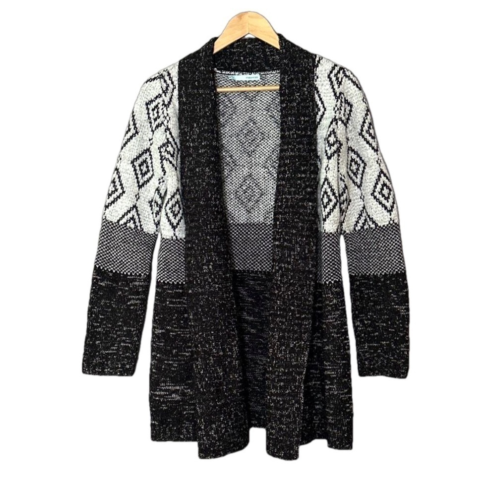 Maurices grey and black patterned open cardigan sweater size M